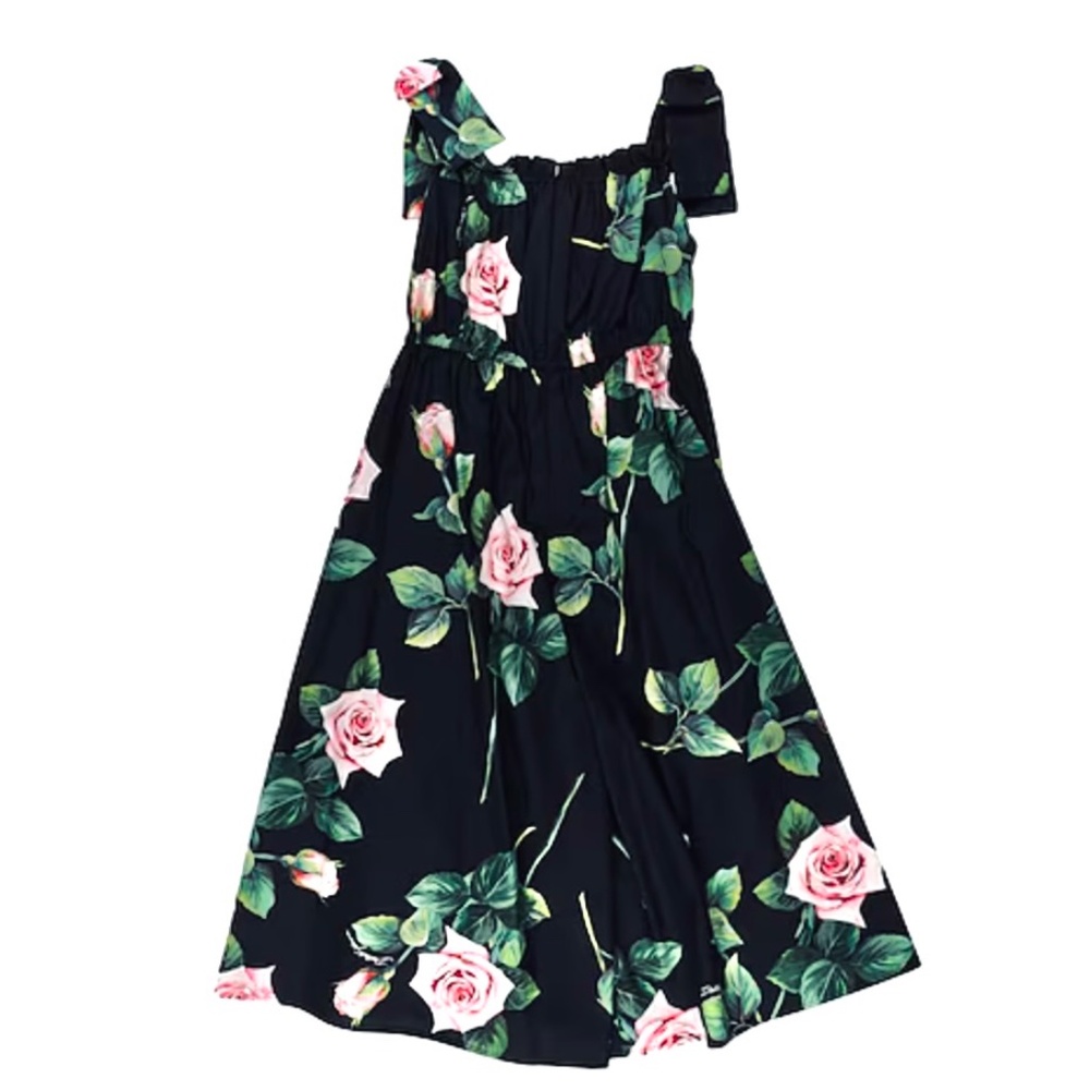 Dolce & Gabbana Girls Black And Pink Tropical Rose Jumpsuit Sz4 NEW